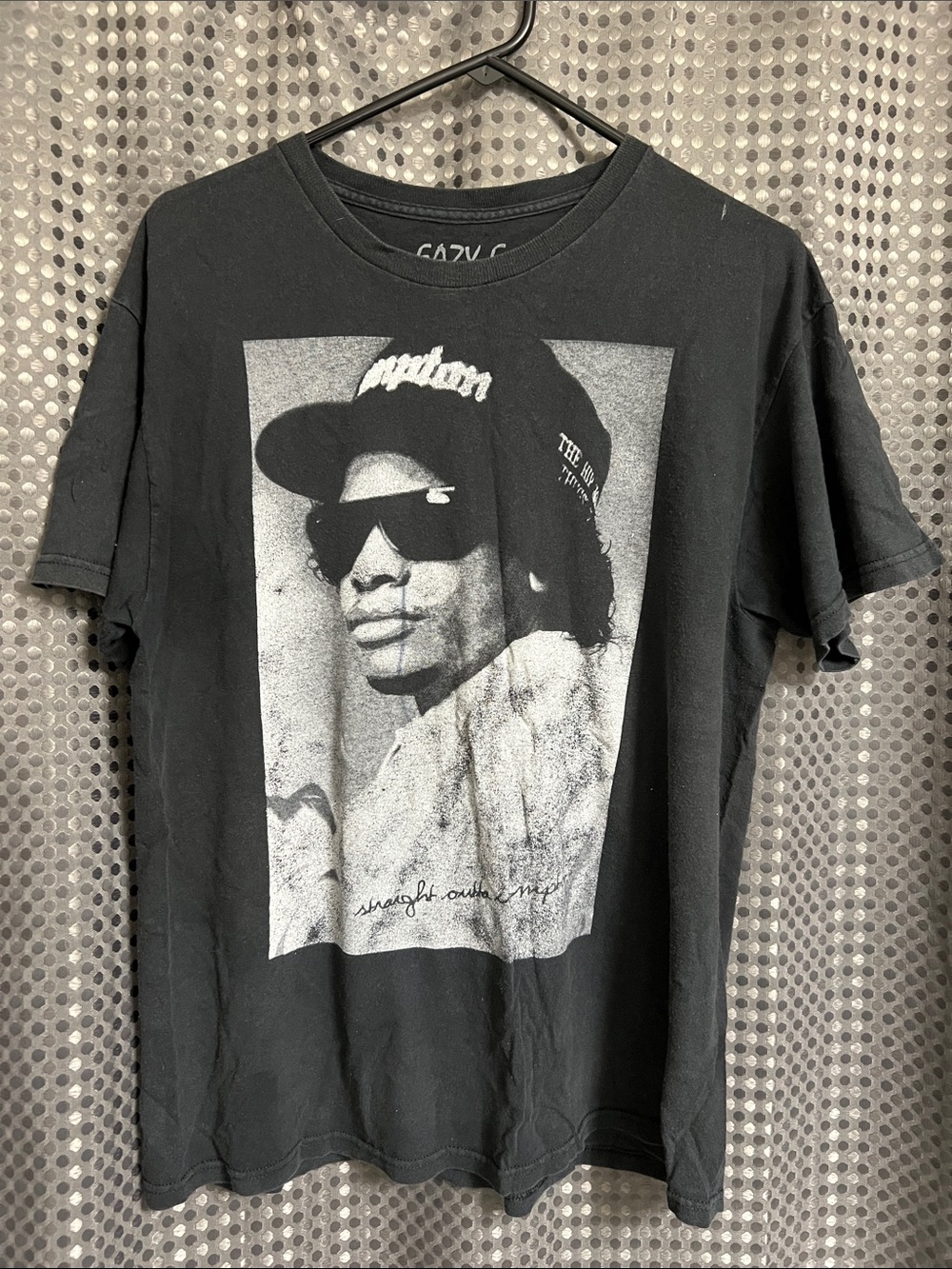 Black Graphic Men’s T-Shirt with Monochrome Portrait